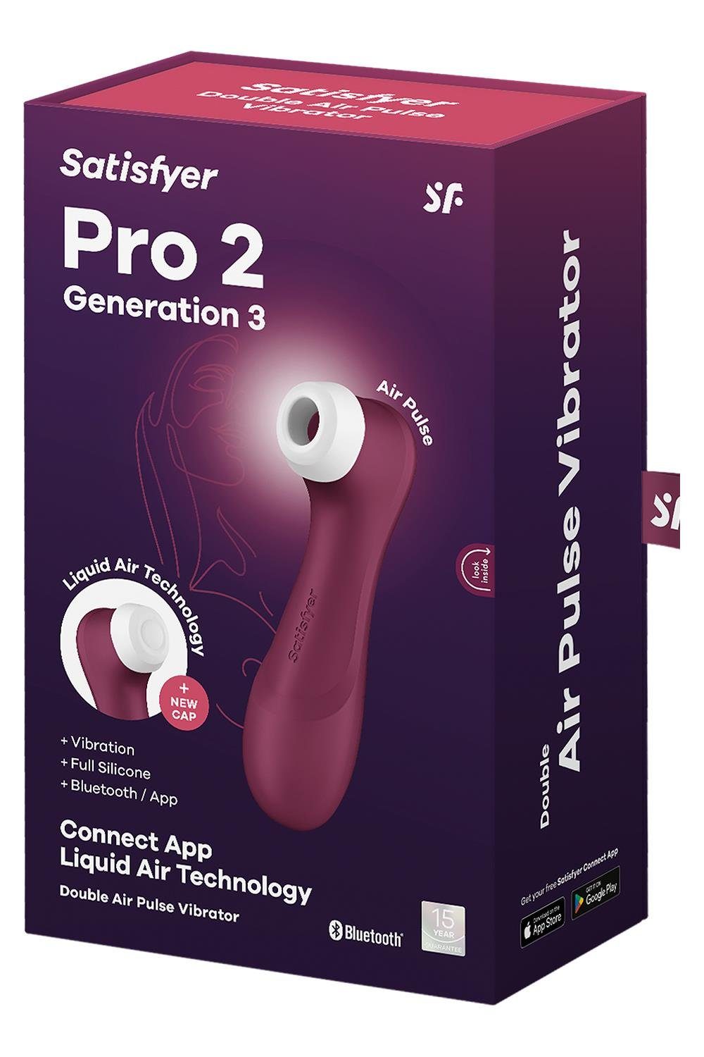 Satisfyer Vibrator Satisfyer Pro 2 Bluetooth Wine Generation Red, mit bordeaux der App Kompatibel 3 Satisfyer