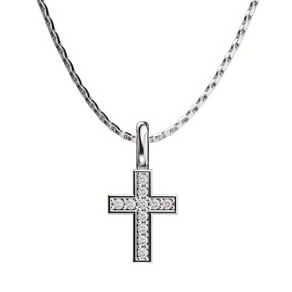 KARMA Kette mit Anhänger Halskette Damen Kreuz Silber 50 cm Kette Edelstahl (Damenschmuck, 1-tlg., wasserfest hypoallergen rostfrei), Kreuzkette für Frauen modern Damenhalskette