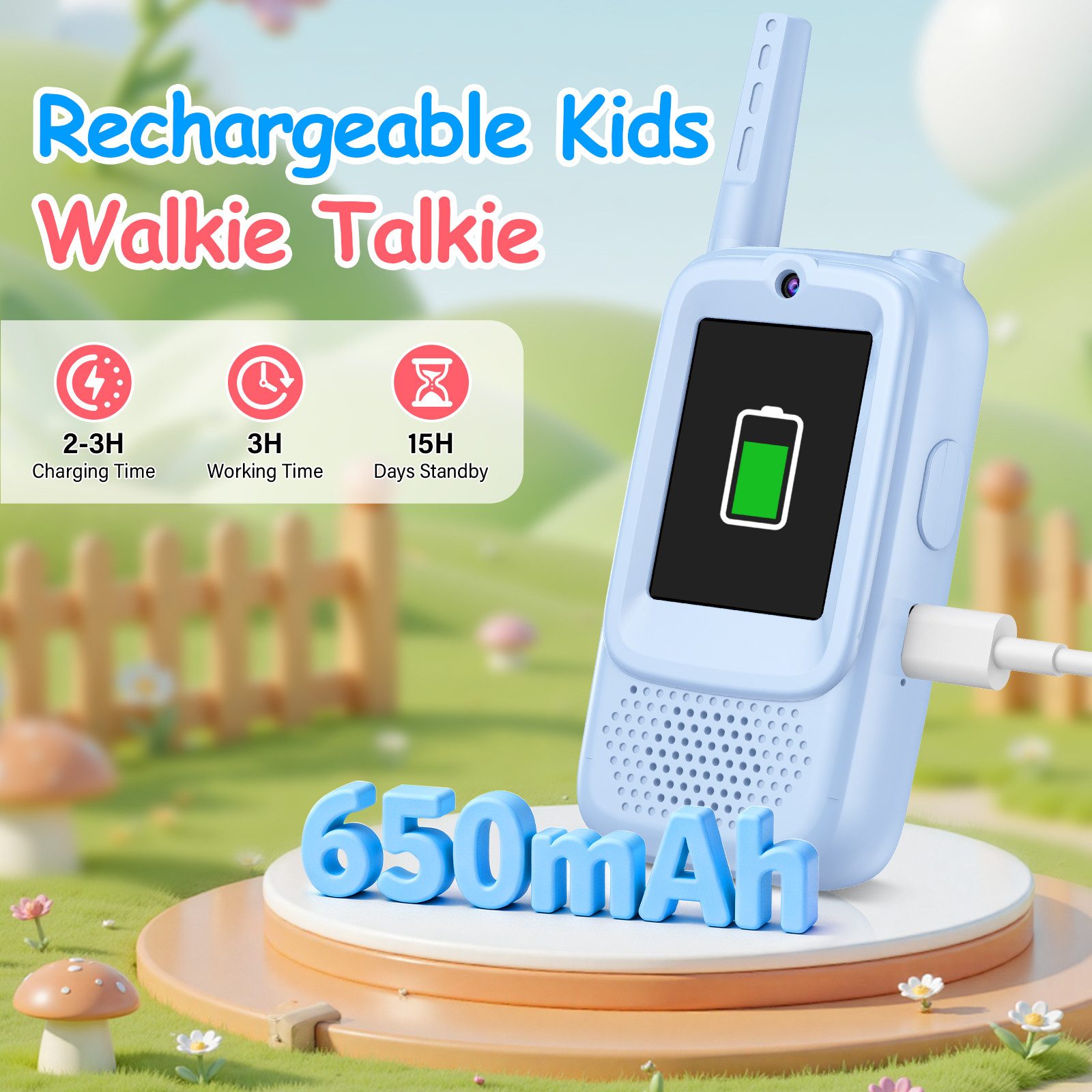 AIBISTAR Walkie Talkie Kinder Walkie Talkie 2er Set wiederaufladbar 5km Reichweite, (Set)
