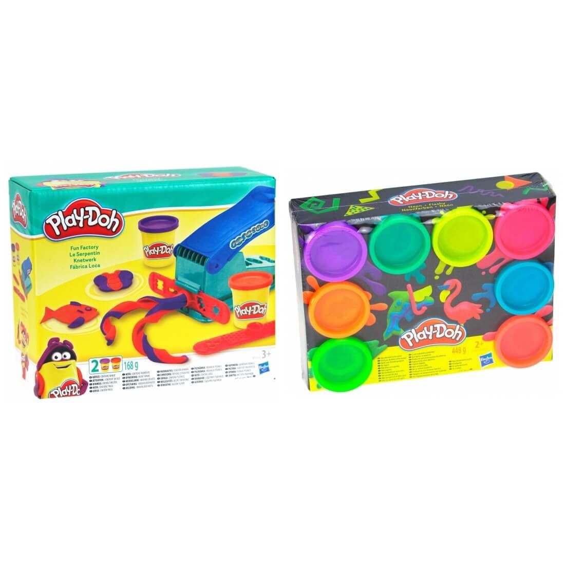 Play-Doh Knete Play-Doh Knetwerk Fun Factory mit 8er Pack Knete Neon Farben