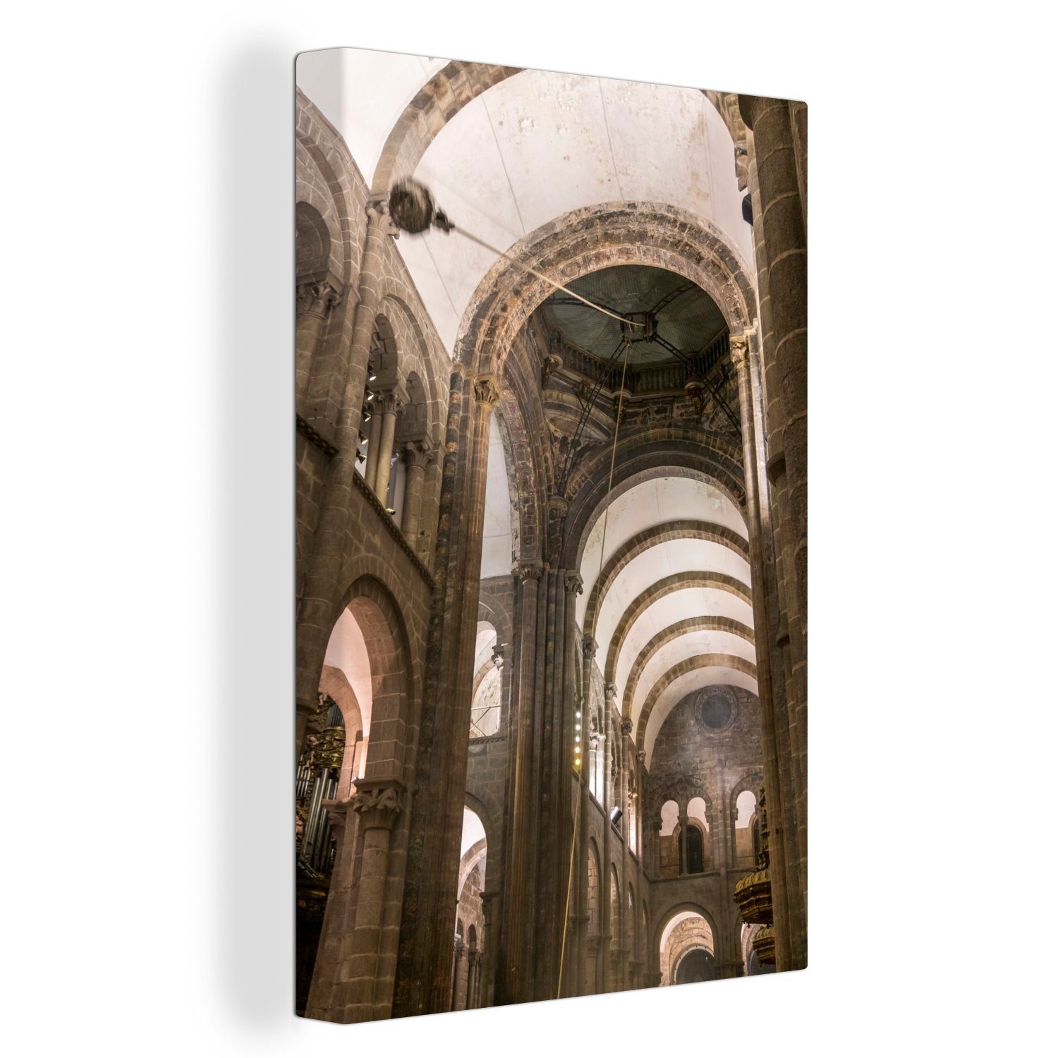 OneMillionCanvasses® Leinwandbild Gigantischer Innenraum der Kirche von Santiago de Compostela, (1 St), Leinwandbild fertig bespannt inkl. Zackenaufhänger, Gemälde, 20x30 cm
