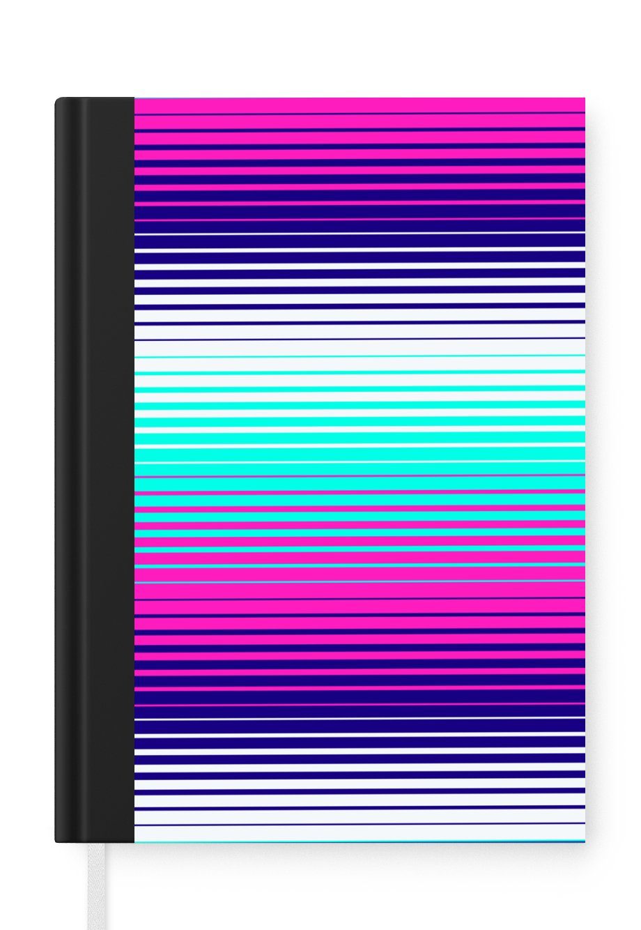MuchoWow Notizbuch Notizbuch Tagebuch Haushaltsbuch Notebook A5 Neon - Linie - Muster -, Notizbuch Tagebuch Hardcover