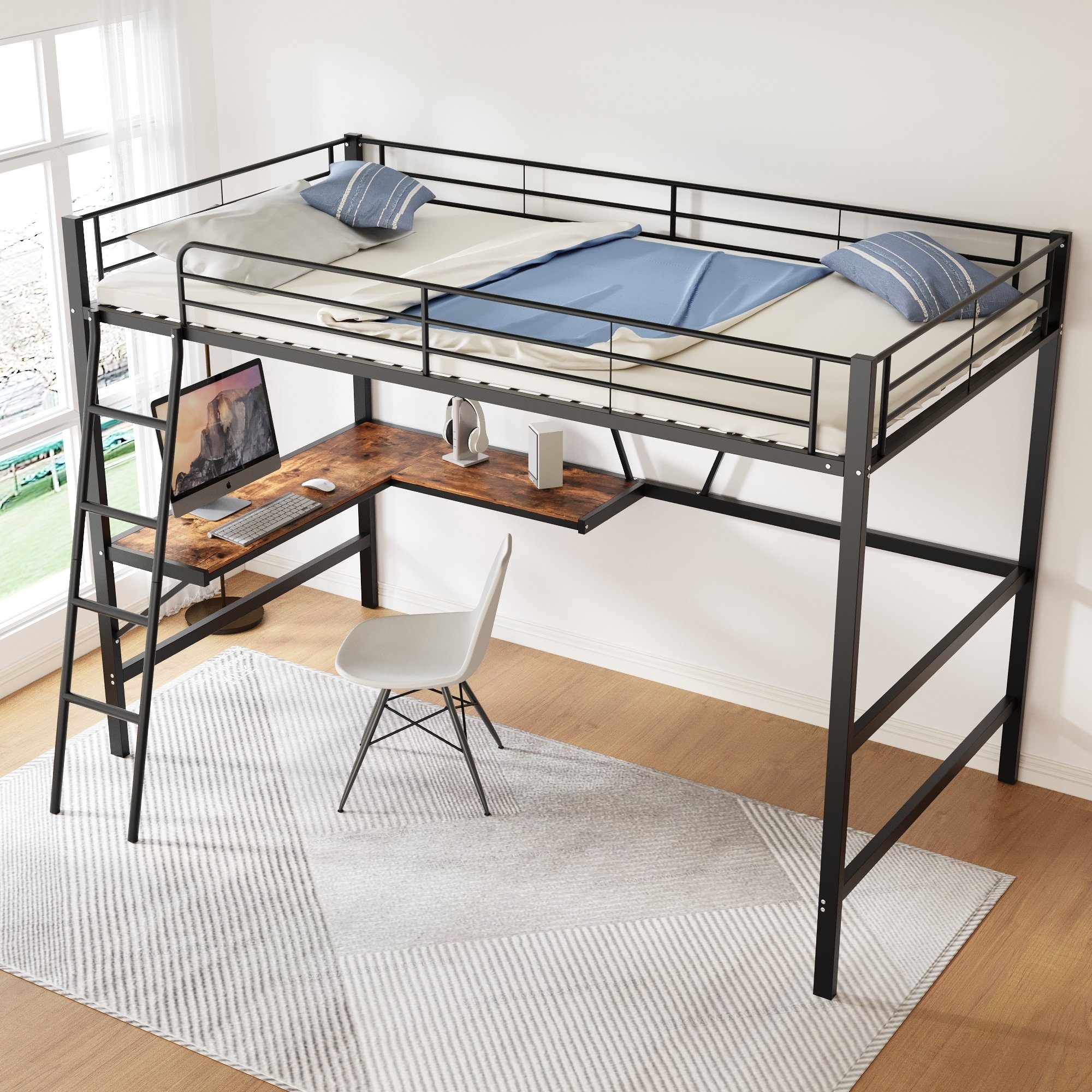 HAUSS SPOLE Hochbett 90x200cm mit L-förmigem günstig online kaufen