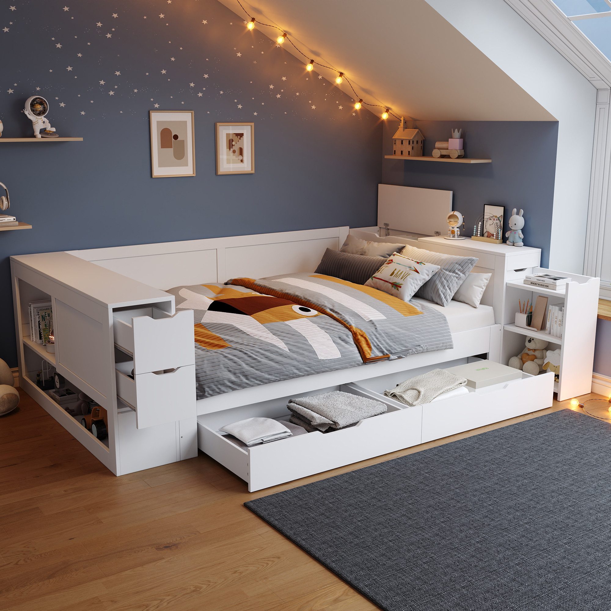 Flieks Kinderbett, Stauraumbett Daybett 140x200cm mit günstig online kaufen