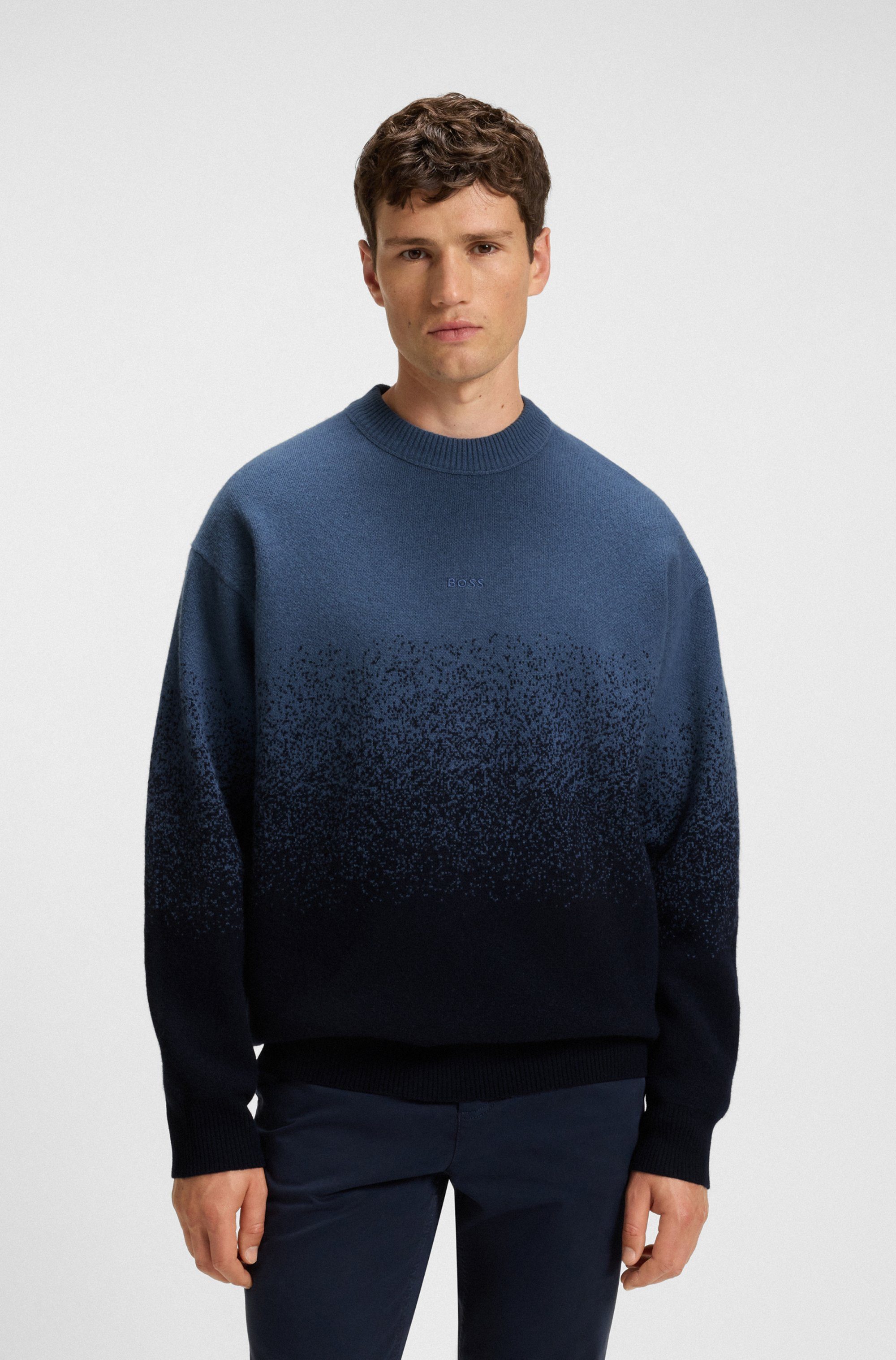 BOSS ORANGE Jacquardpullover Kalbrush Rundhalsausschnitt, Relaxed Fit, Jacq günstig online kaufen