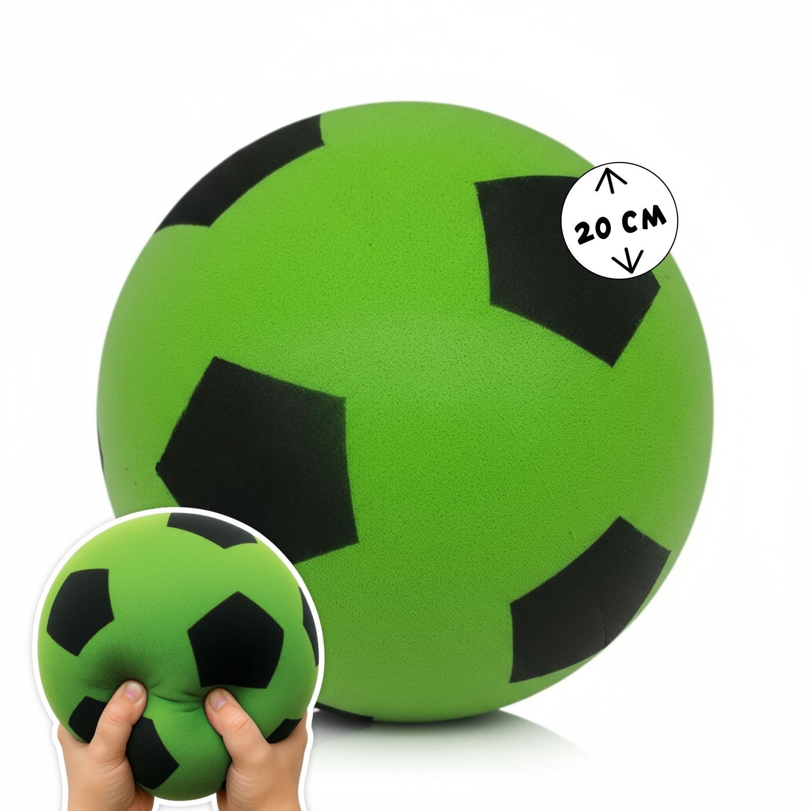 alldoro Softball Schaumstoff-Ball grün Ø 20 cm, weicher Soft-Fußball für Kinder, Sicherer Kinderball für drinnen & draußen, geeignet ab 0 Jahren