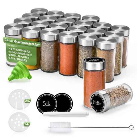 freshmaster Gewürzmühle Gewürzstreuer 24er Set je ca.100 ml, (24 Stück)