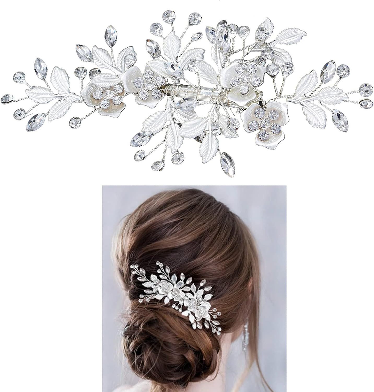 Coonoor Haarspange Haarnadeln 3 Stück Braut Haarschmuck Blume, 3-tlg., Haarnadeln Hochzeit Kopfschmuck Braut Blume Seite
