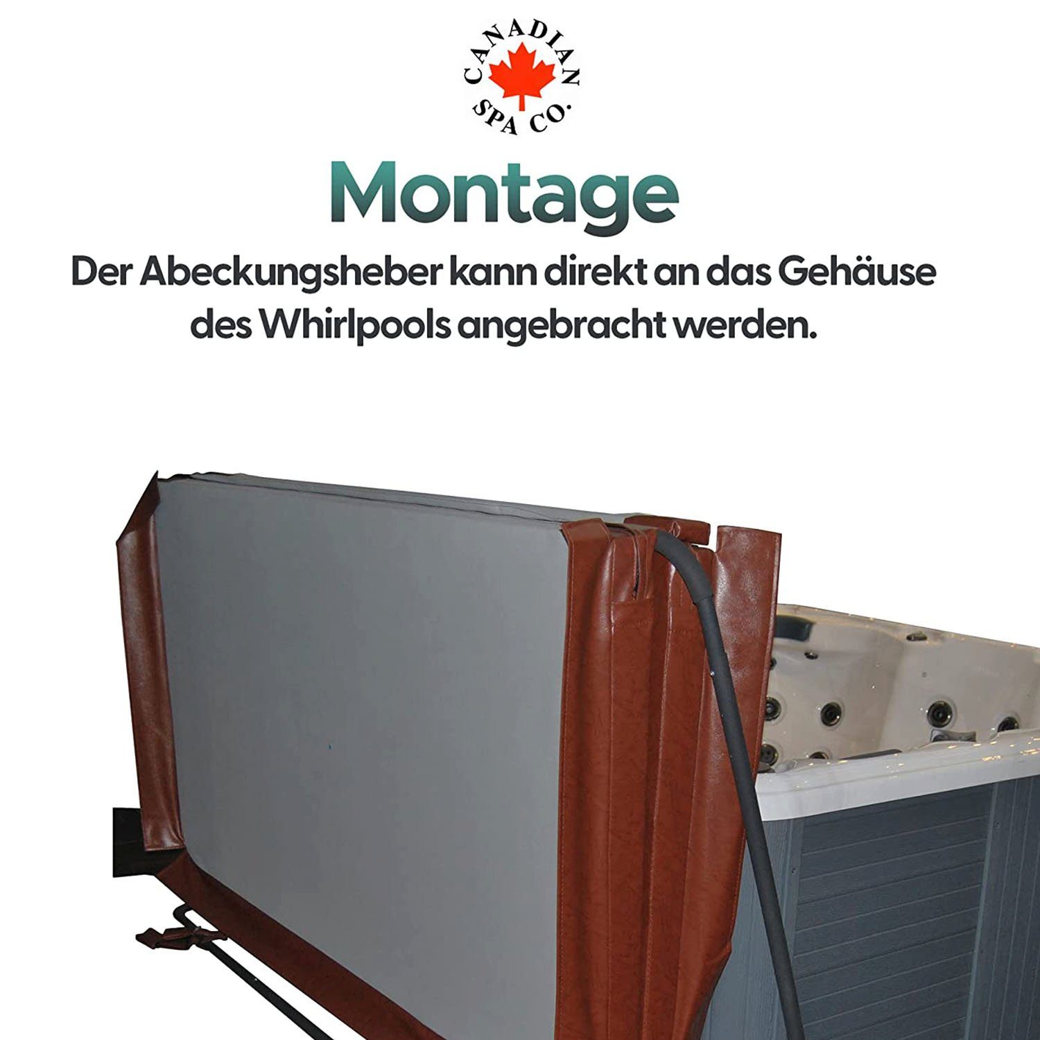 Canadian Spa GmbH Pool-Abdeckplane Abdeckhilfe bodenbefest., Hebevorrichtung für Whirlpoolabdeckung bis zu 240 cm breite