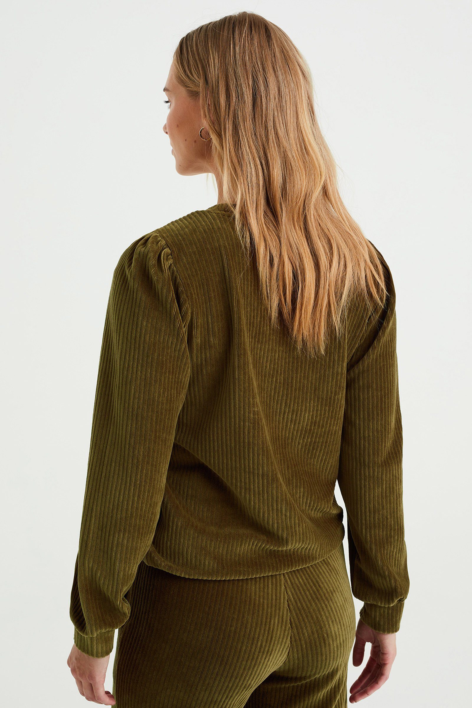 WE Fashion Sweatshirt (1-tlg) Olivgrün