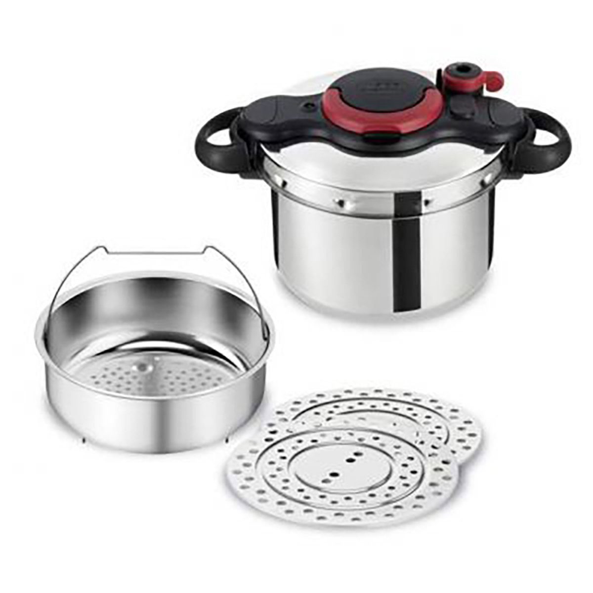 Tefal Schnellkochtopf TEFAL Clipso Minut Easy 9 Edelstahl, Induktion, Schnellkochtopf P4624967, Dampfkochtopf l