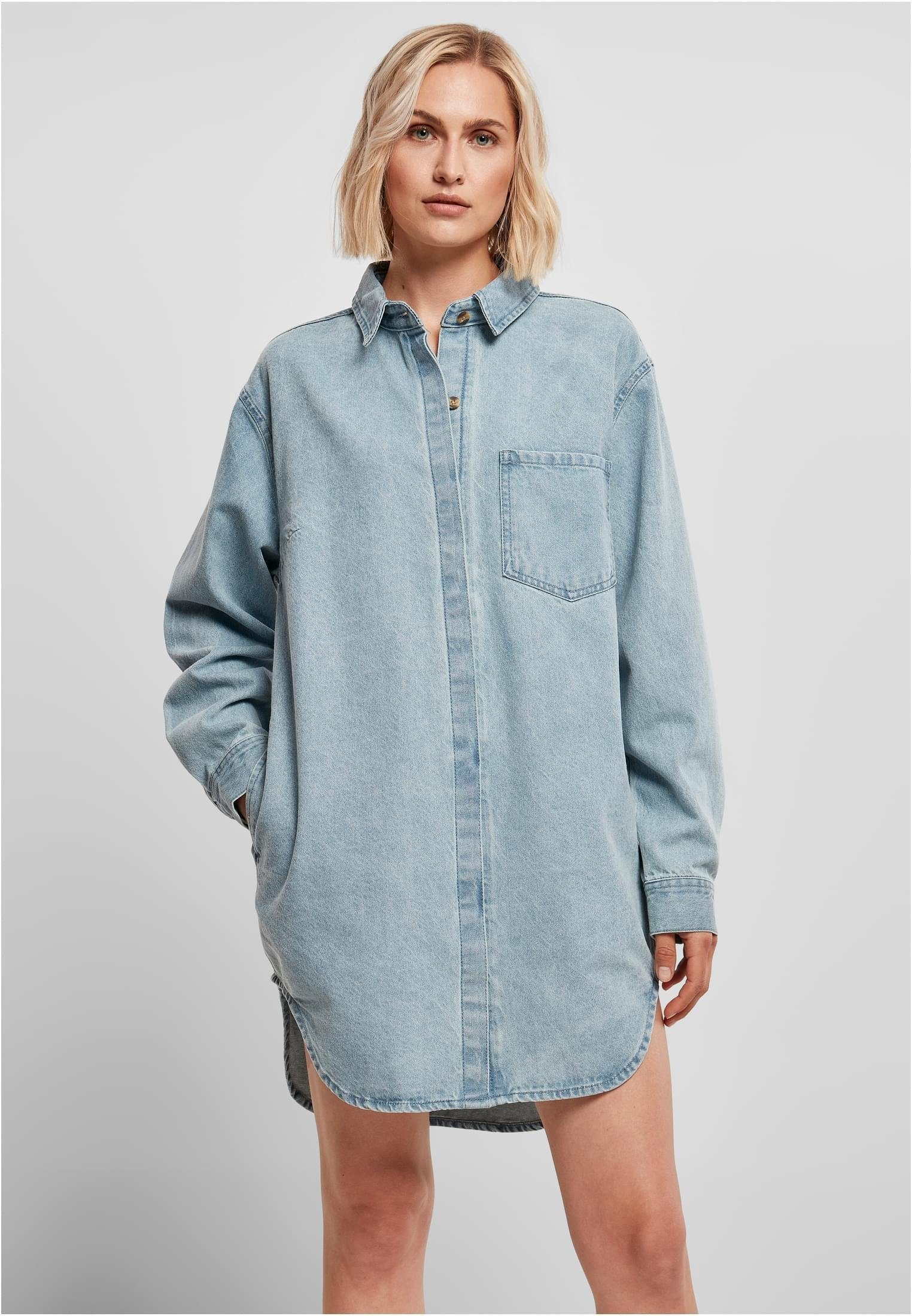URBAN CLASSICS Sweatkleid Ladies Oversized Denim Shirt Dress XS bis 5XL