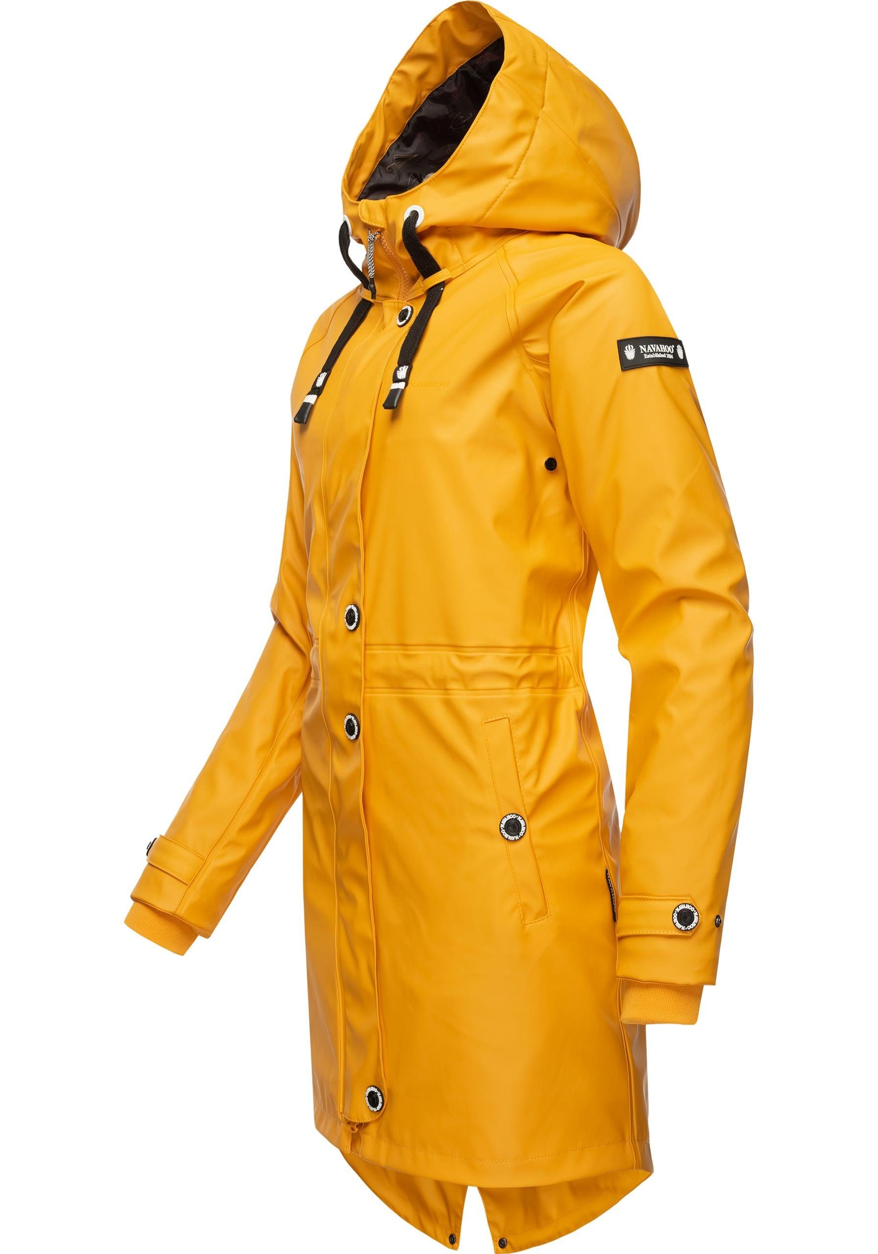 Kapuze modischer Navahoo Regenmantel Damen Regenjacke mit gelb Flower Rainy