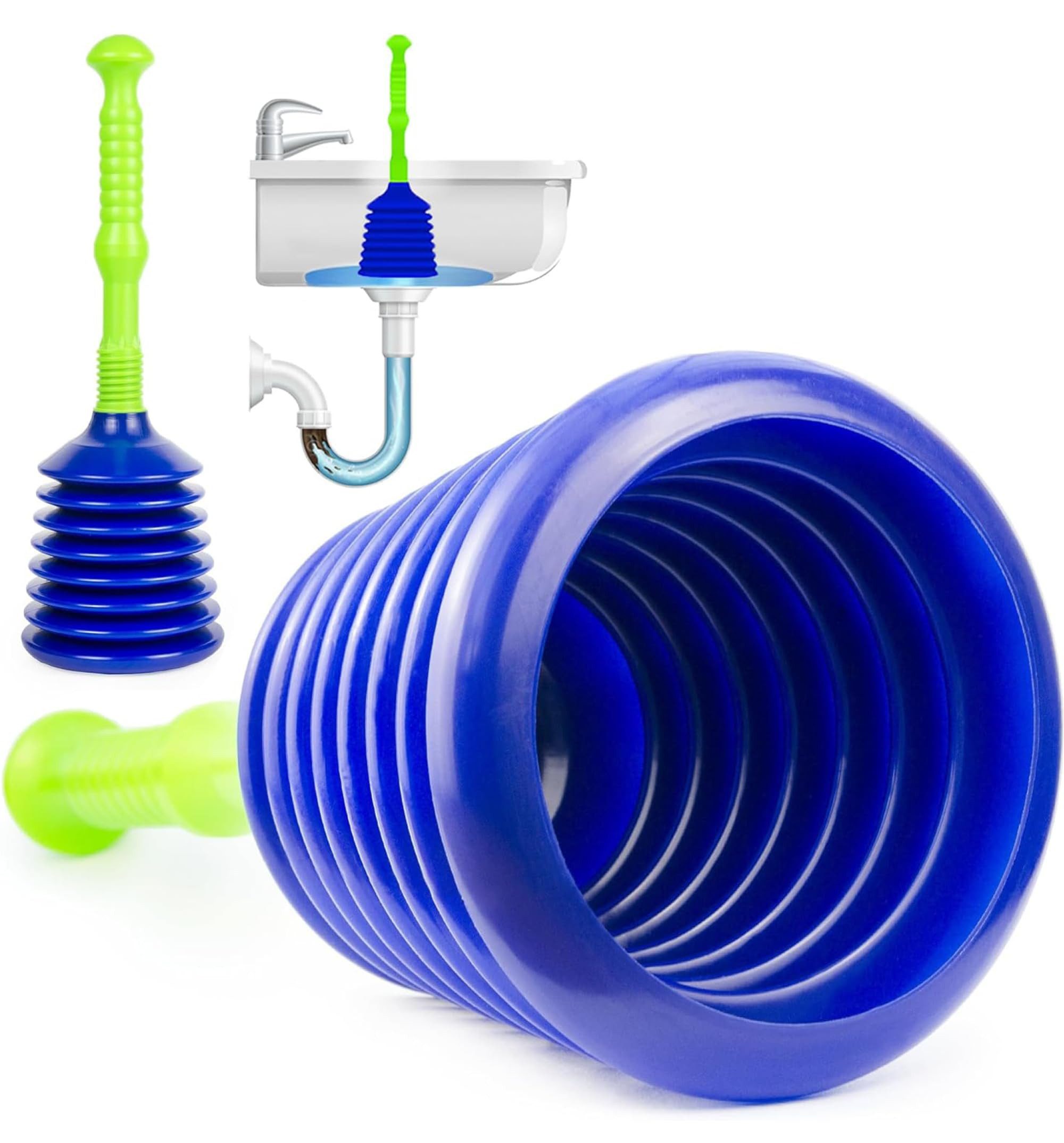 Luigi's Rohrreinigungspumpe kleiner Pömpel für Abfluss & WC Pümpel Saugglocke zur Rohrreinigung, L: 32.00 cm, (1 tlg), Abflussreiniger Pumpe Plunger Abflusspumpe für Toilette Waschbecken