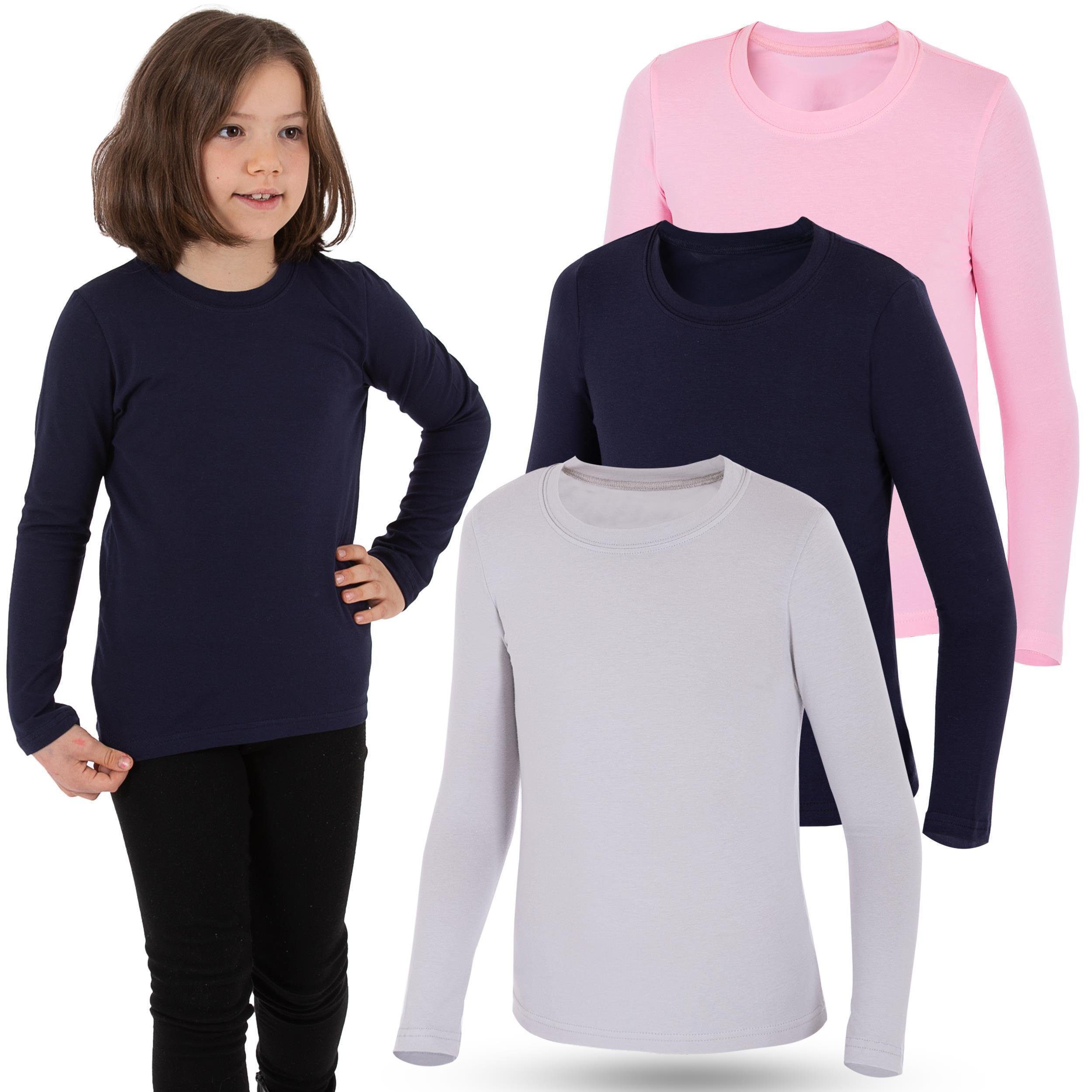 LOREZA Unterhemd 3er Pack Shirt Mädchen Langarmshirts 1 (Set, 3-St) Body Kinder Unterhemden Variante