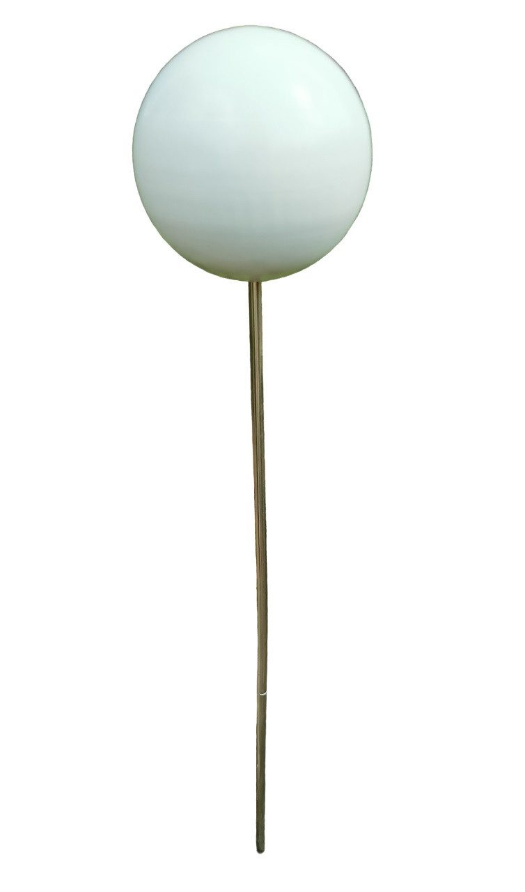 Gartenstecker Rosenkugel Edelstahl weiß matt gebürstet mit Stab 80 cm