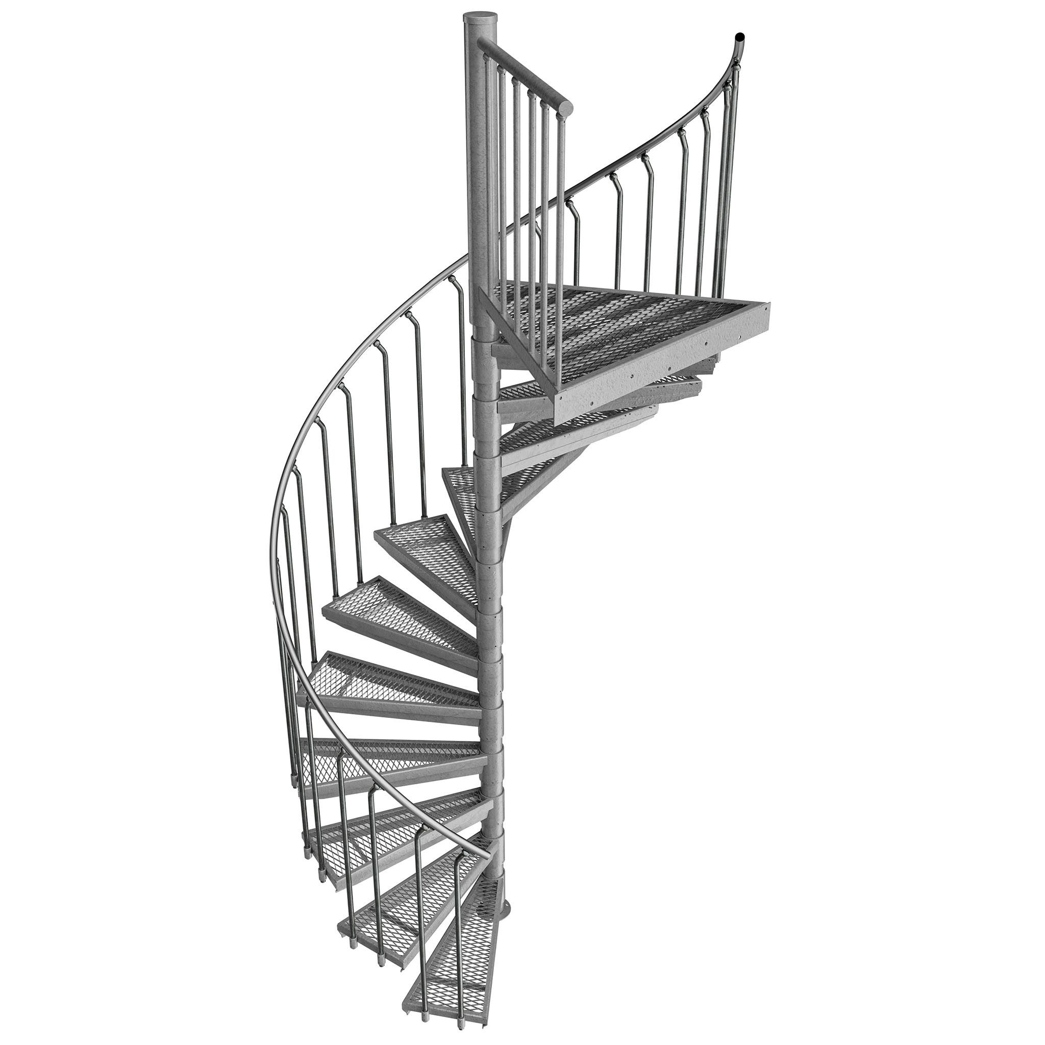 Scalant Außentreppe Spindeltreppe Scarvo M, für Geschosshöhen bis 251 cm, Stufen mit Streckgitter, Aluminium Verbindungselemente