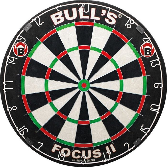 BULL'S Dartscheibe BULL'S Focus II Bristle Dart Board Spider ist in das Sisal eingelassen und verhindert somit Bouncer