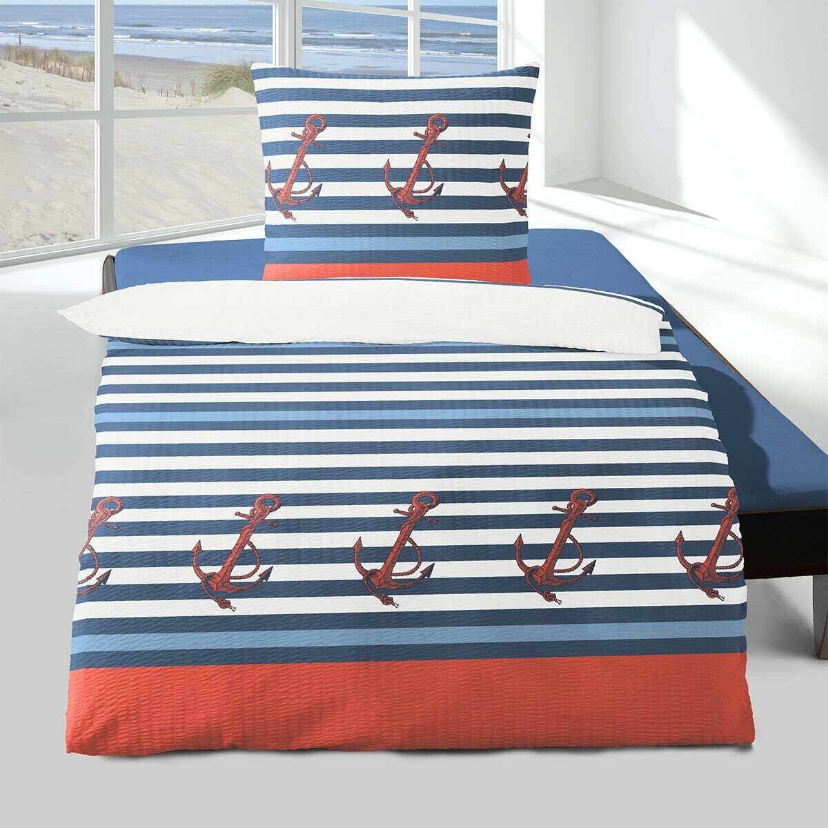 TRAUMSCHLAF Bettwäsche Anker, Seersucker, 2 teilig, günstig online kaufen