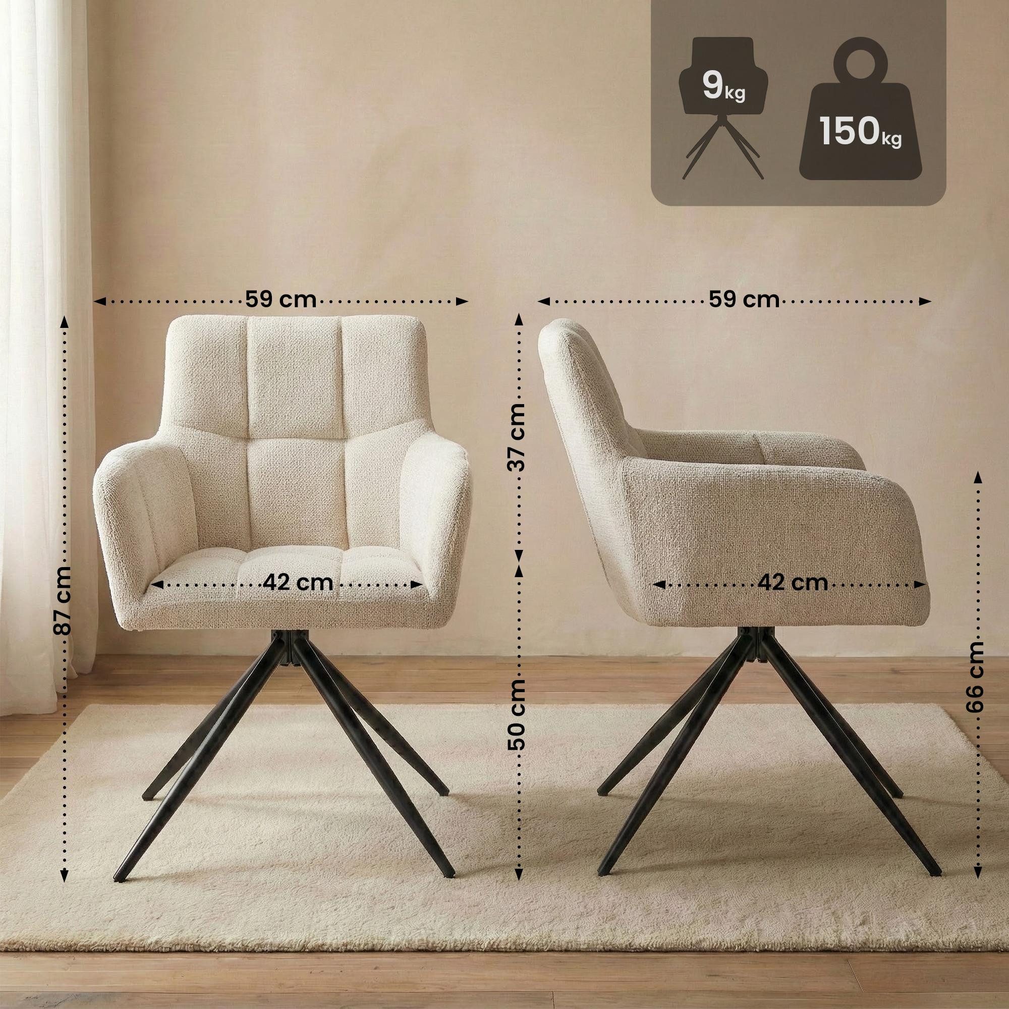 CLP Esszimmerstuhl Jonah (2er Set, 2 St), drehbar mit Armlehnen, bis 150 kg günstig online kaufen