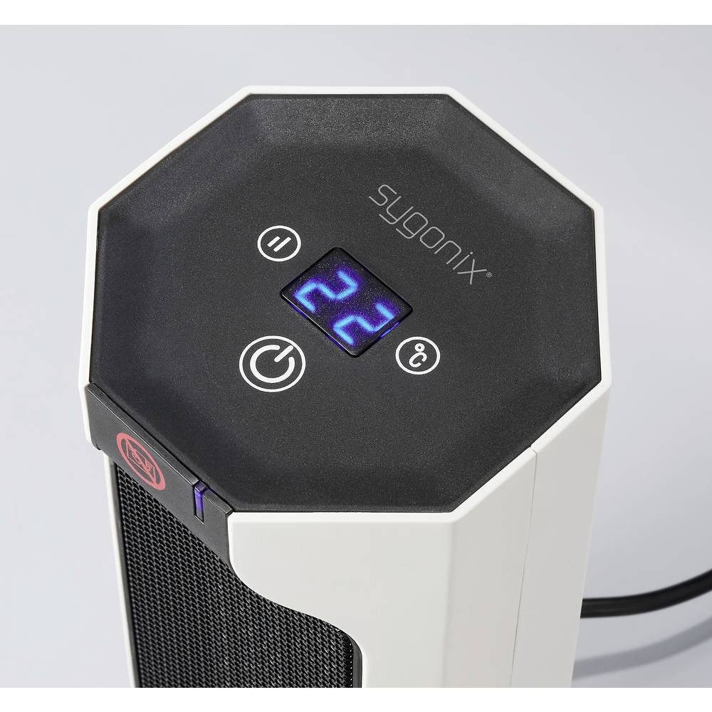 Sygonix Heizgerät SY-6735638 PTC-Heizgerät Weiß, Timer, Mit Ein-/Aus-Schalter, Überhitzungsschutz – Bild 5 von 5