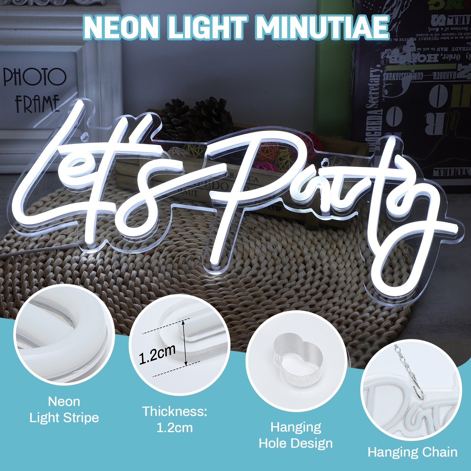 Dekolicht LED für LED LED Neonschild,LED Let's Neonlicht Schlafzimmer, MUPOO Wanddekoration,Geburtstagsfeier,Party Dekolicht Dekoration Stripe,Licht Party für Weiß