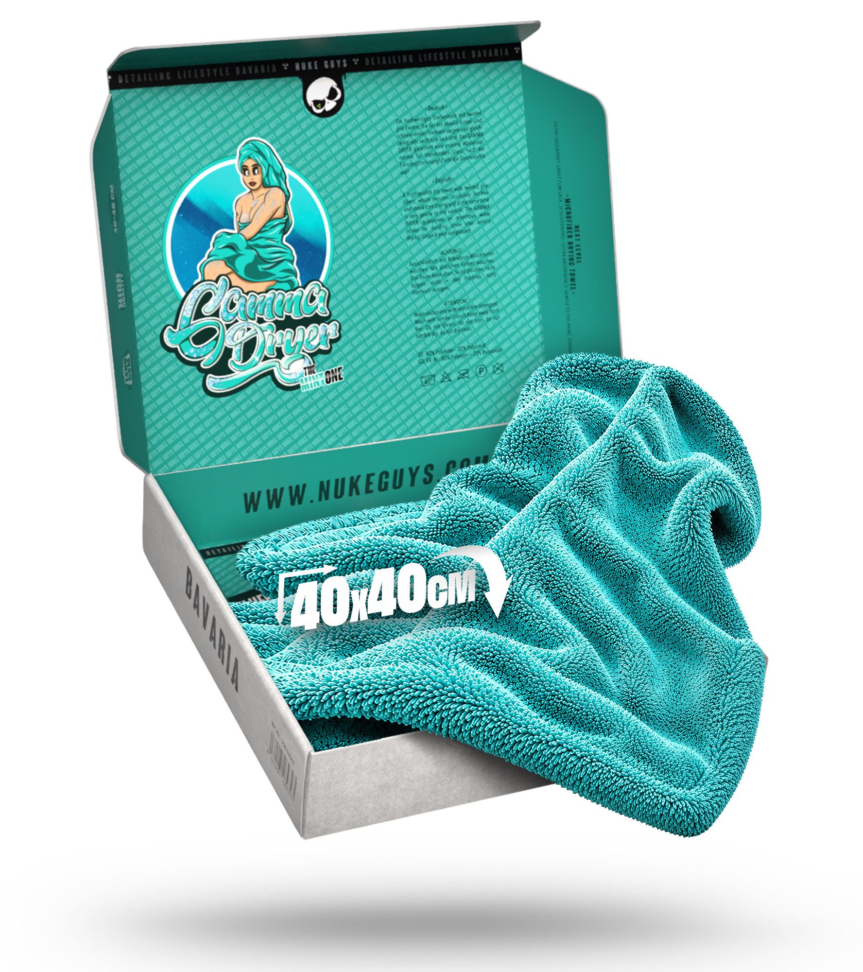 Nuke Guys Microfaser Auto Trockentuch - Gamma Dryer S bis XXL Mikrofasertuch (Microfaser, 40x40 cm, 1-tlg., Gamma Dryer XXL - Mint - 40x40cm 1400GSM)