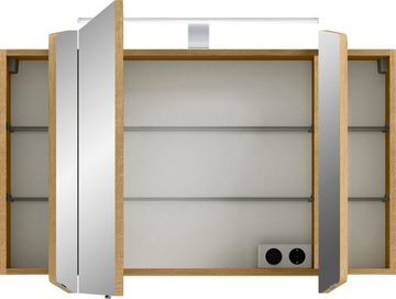 Saphir Badmöbel-Set Cassca Sprint 3-teilig Mineralmarmor-Waschtisch mit LED-Spiegelschrank, (4-St), Midischrank, inkl. Türdämpfer, 4 Türen, 4 Schubladen