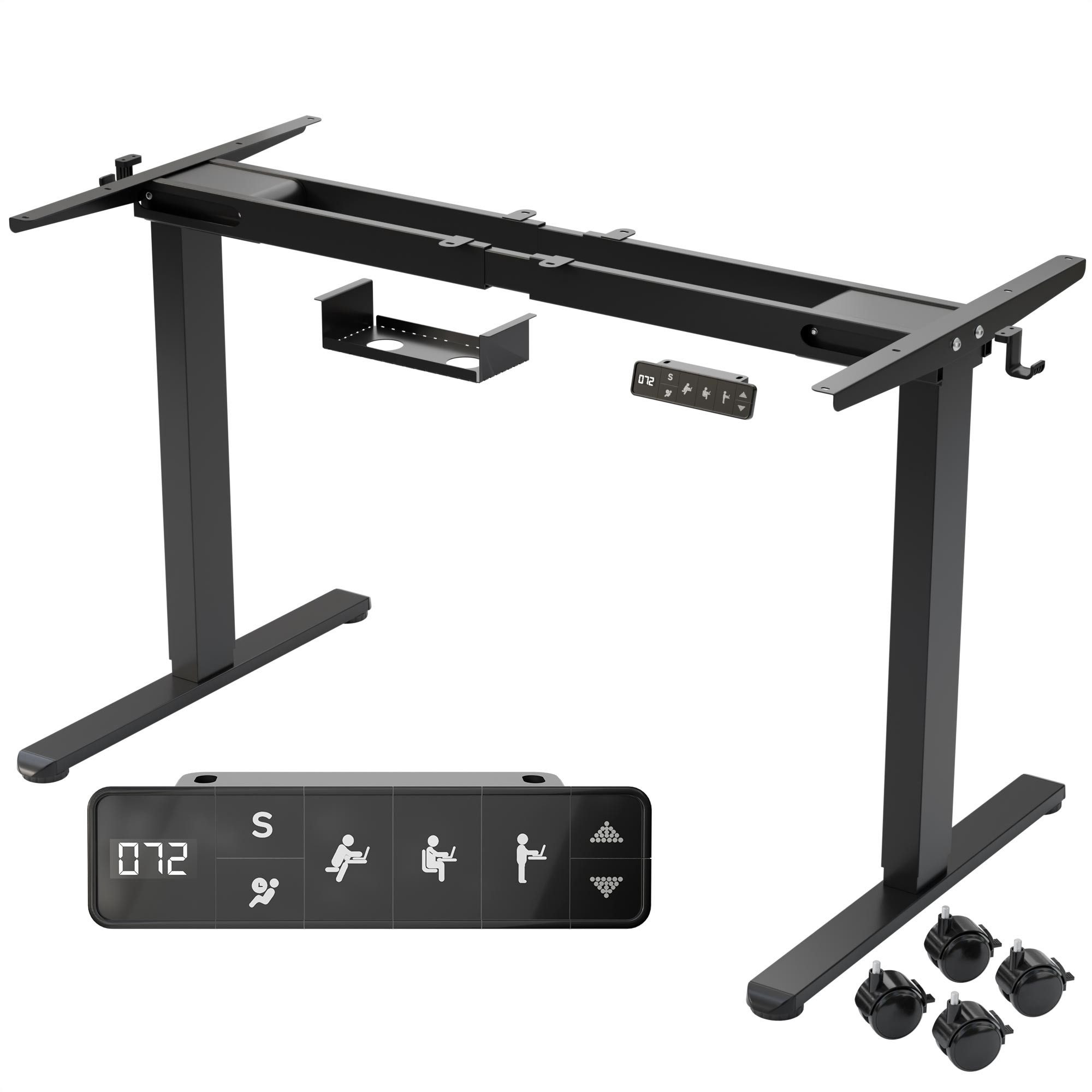 Arebos Schreibtisch Schreibtischgestell elektrisch höhenverstellbar 2 Motoren, 2 Motoren,LCD-Display,3 Memory-Höhen,Kollisionsschutz,Kabelhalterung