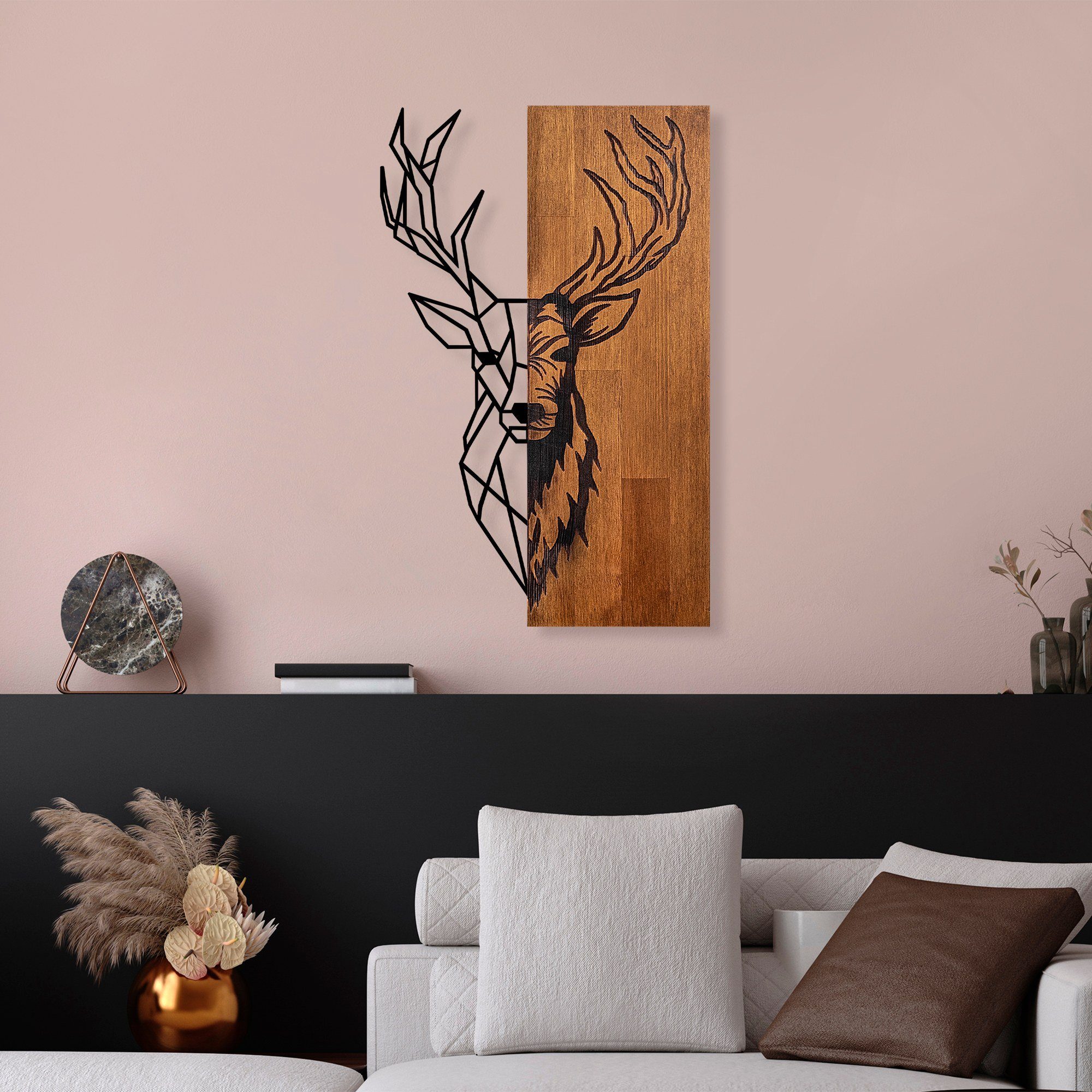 Wallity Wanddekoobjekt 100% WOODEN (Thickness: 3 cm) / METAL (Thickness: 1,5 mm), 33 x 58 cm