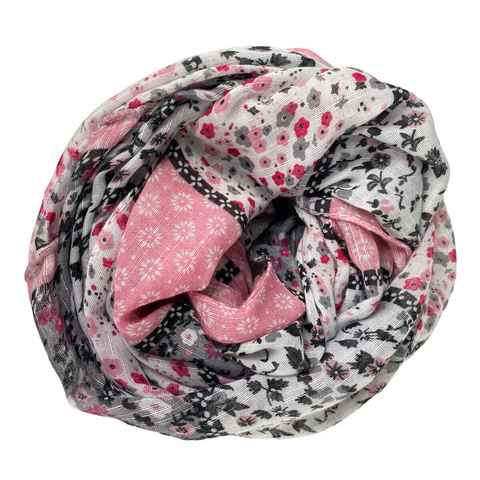 Taschen4life Loop leichter Damen Loop Schal, mit Streublümchen, vintage & modern