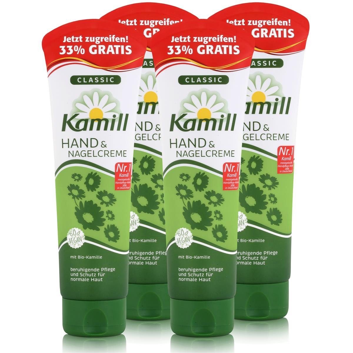 Kamill Hautcreme Kamill Hand & Nagelcreme Classic 133 ml - mit natürlicher Kamille (4er