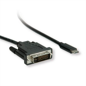 ROLINE USB Typ C - DVI Adapterkabel, ST/ST Audio- & Video-Adapter USB Typ C (USB-C) Männlich (Stecker) zu DVI-D 24+1, Dual-Link Männlich (Stecker), 200.0 cm
