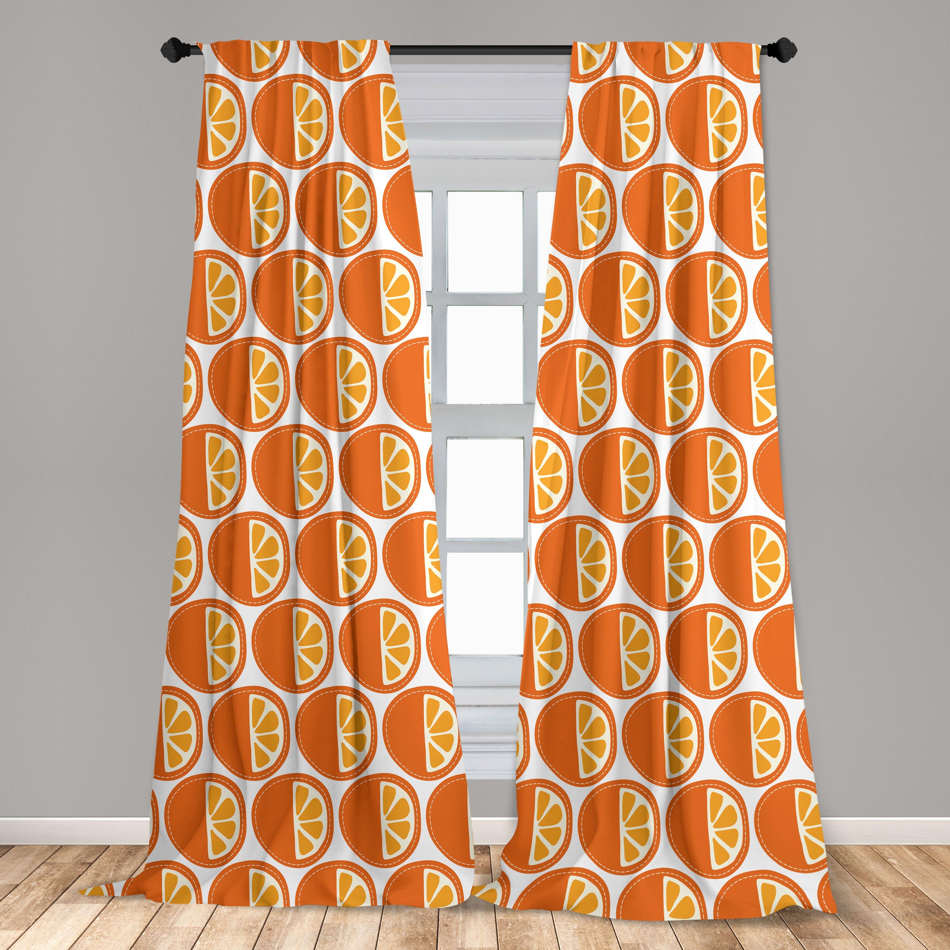 Gardine Vorhang für Wohnzimmer Muster-Kunst Abakuhaus, orange Schlafzimmer Microfaser, Dekor, Obst Cartoon