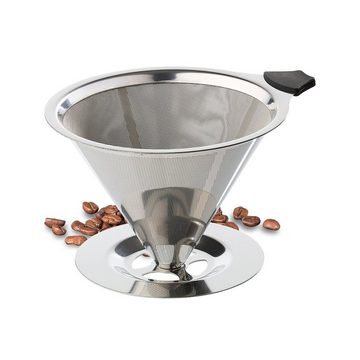 Cilio Kaffeebereiter Kaffee-Dauerfilter mit Standfuß Edelstahl