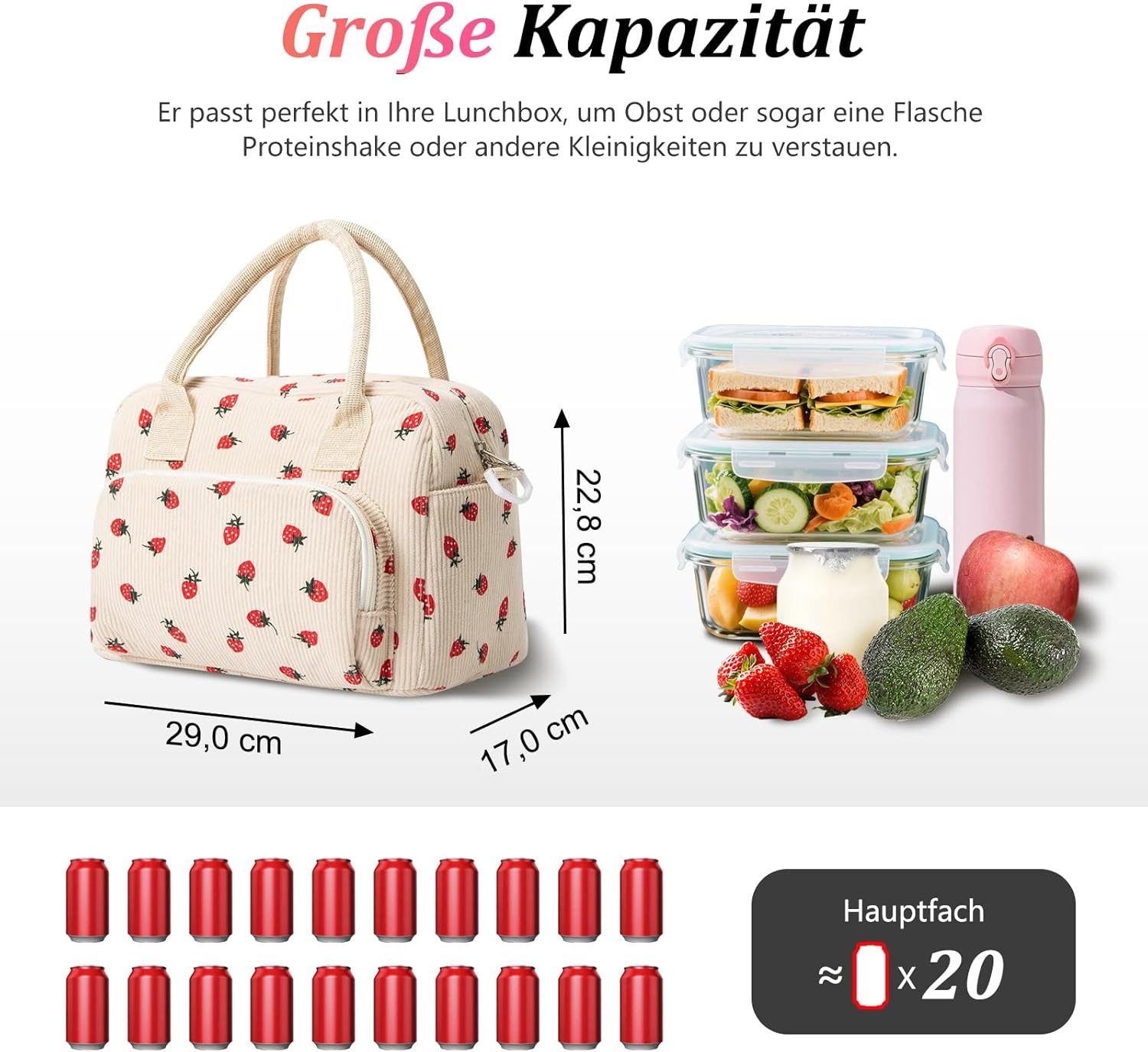 FELIXLEO Kühltasche Kuehltasche Klein 12L Lunchtasche Isoliert Schultergurt Faltbar – Bild 2 von 5