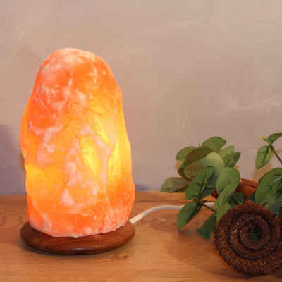 HIMALAYA SALT DREAMS Salzkristall-Tischlampe Rock, Leuchtmittel wechselbar, Warmweiß, Handgefertigt - jeder Stein ein Unikat, H: ca.18 cm, ca. 2-3kg