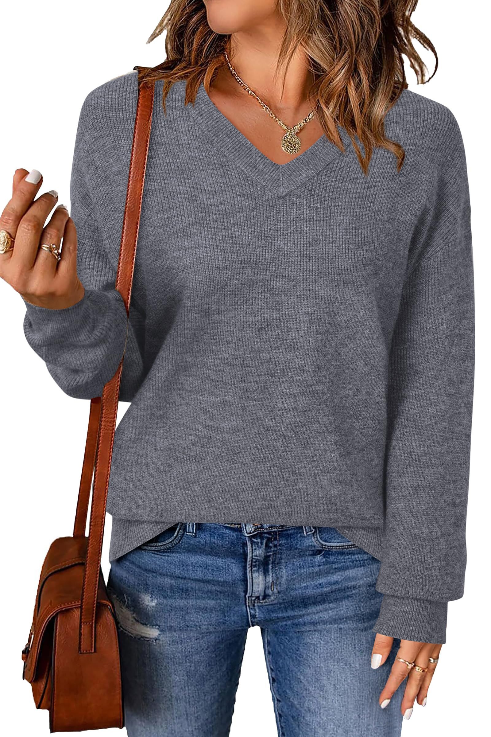 Arach&Cloz V-Ausschnitt-Pullover Damen-Pullover aus Wollmischung, Langärmli günstig online kaufen