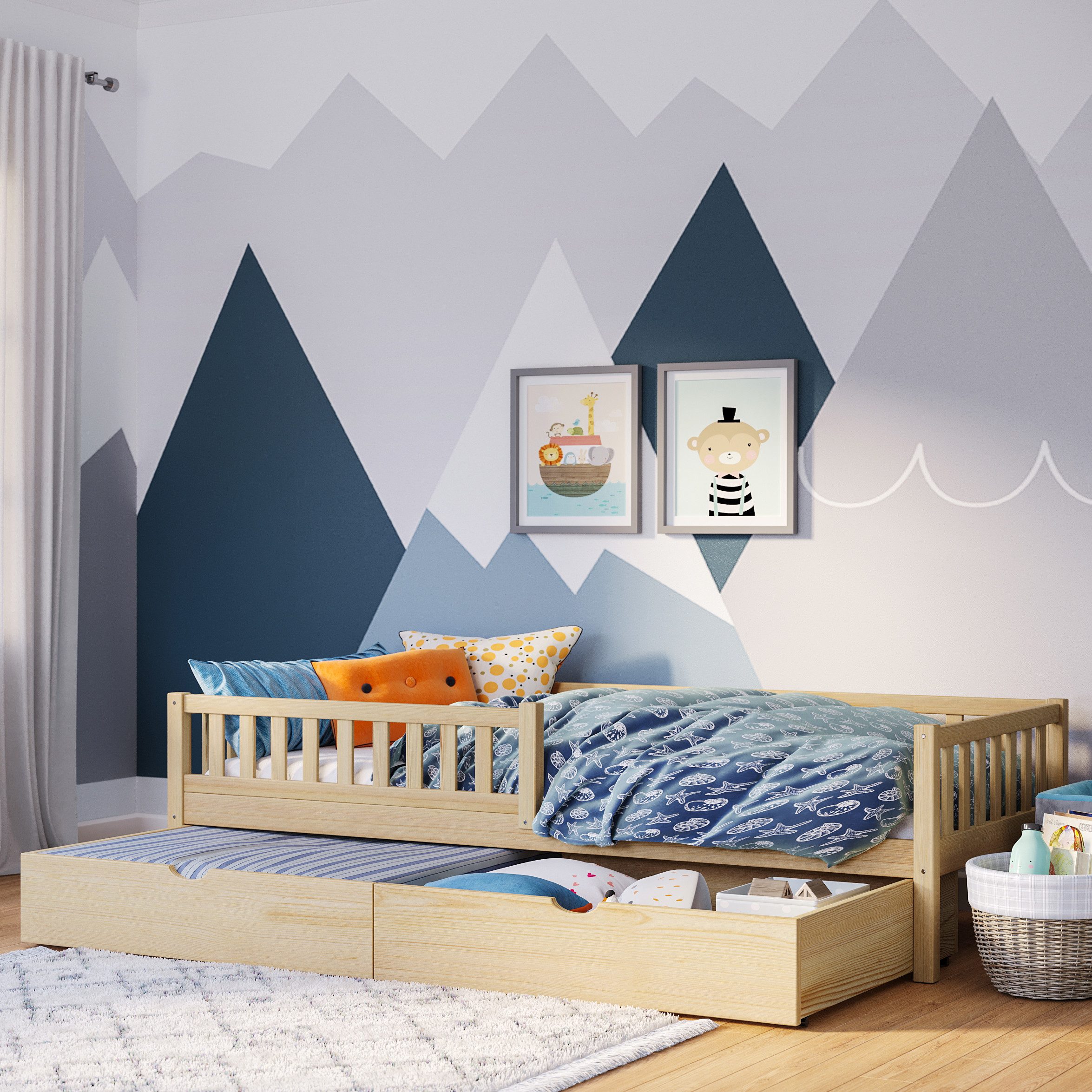 Bellabino Kinderbett Vils (Bett 90x200 cm mit großer Schublade, natur), mit günstig online kaufen