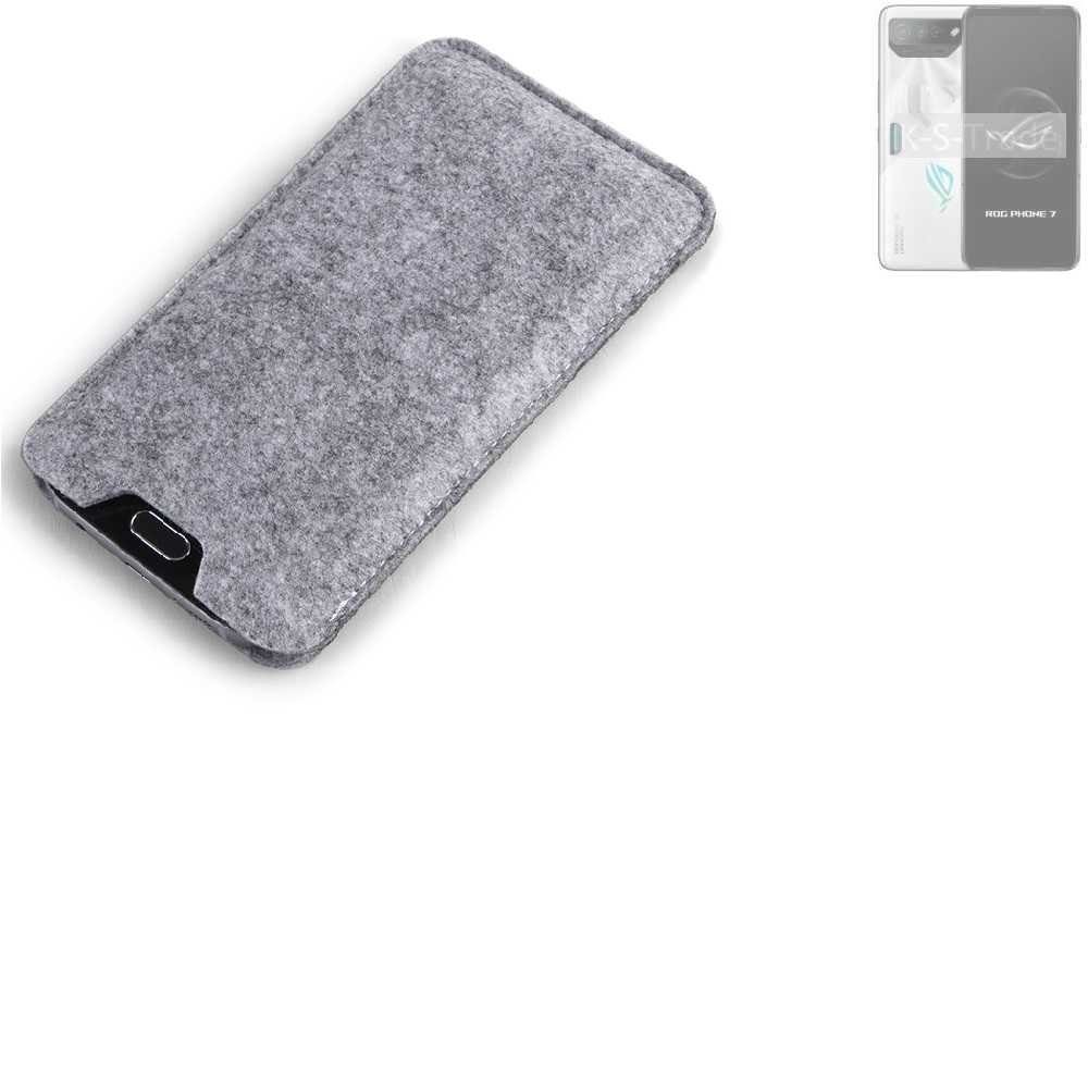 K-S-Trade Handyhülle für Asus ROG Phone 7, Filz Handyhülle Schutzhülle Filztasche Filz Tasche Case Sleeve