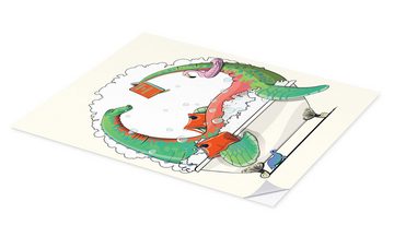 Posterlounge Wandfolie Wyatt9, Plesiosaurier im Bad, Badezimmer Illustration