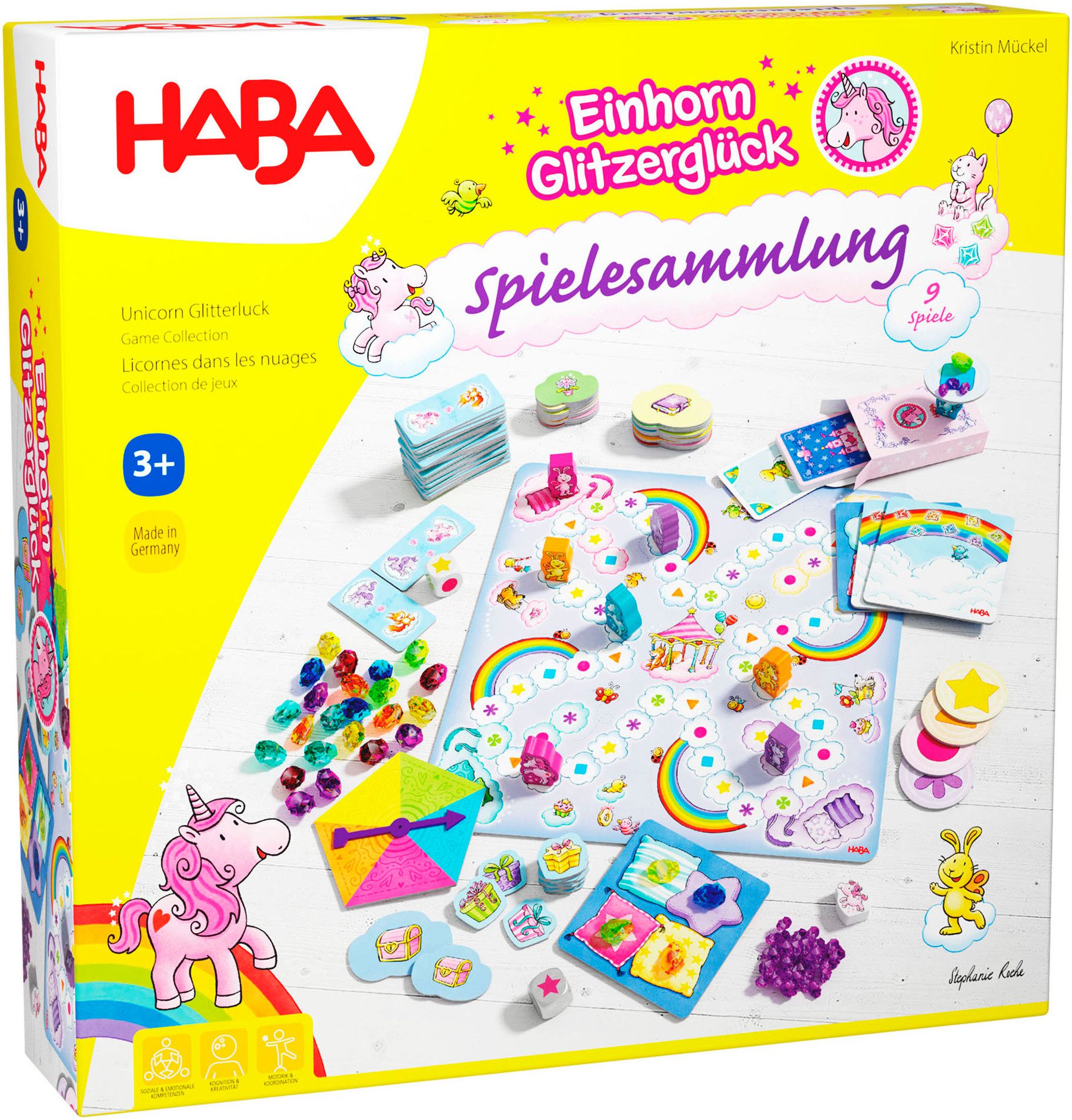 Haba Spiel Einhorn Glitzerglück, Spielesammlung, Made in Germany