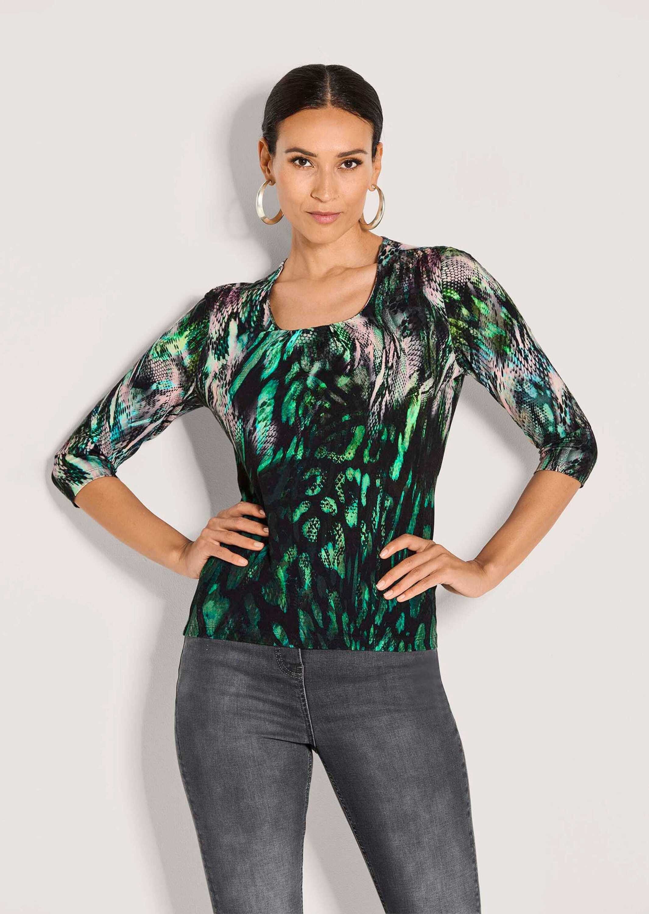 MADELEINE Langarmshirt Elegantes Shirt mit All-Over-Print Rundhals, 3/4-Ärm günstig online kaufen