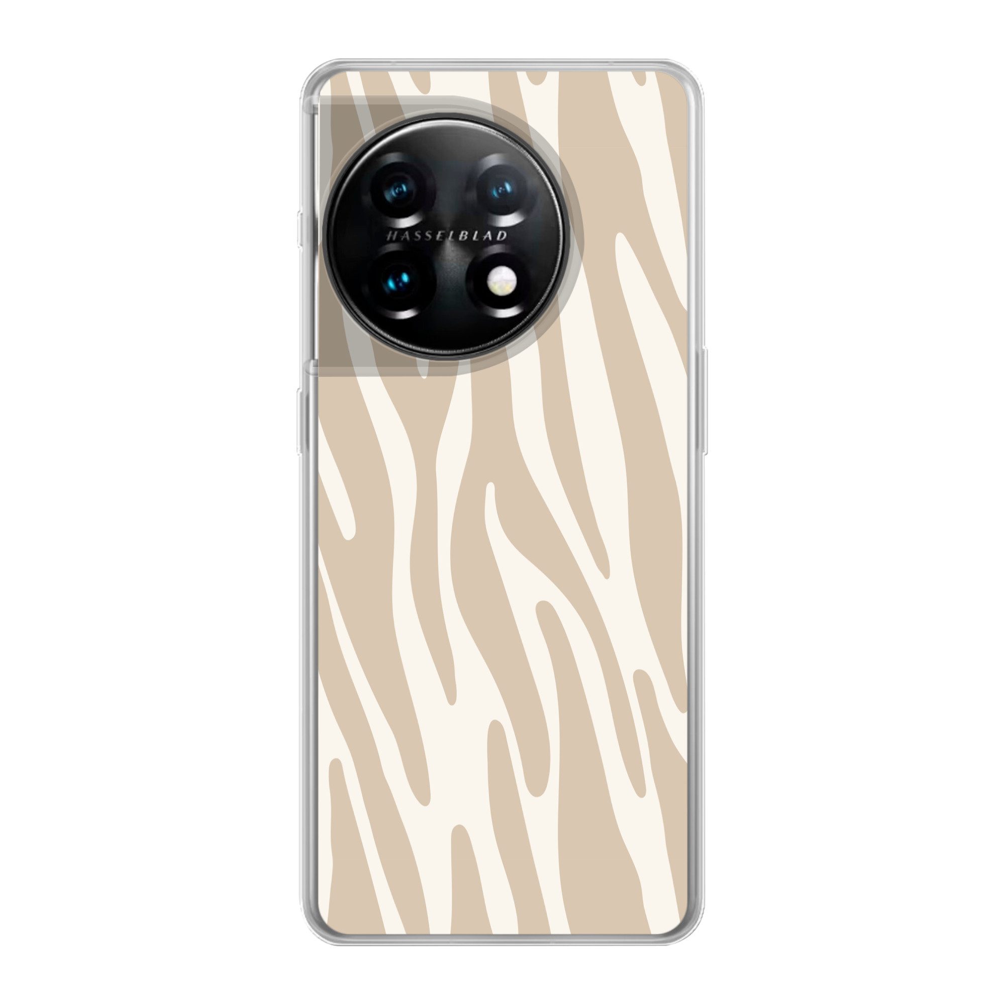 MuchoWow Handyhülle für OnePlus 11 Zebramuster - Beige - Weiß - Tiermuster, Handy Case, Silikon, Bumper Case Dünn