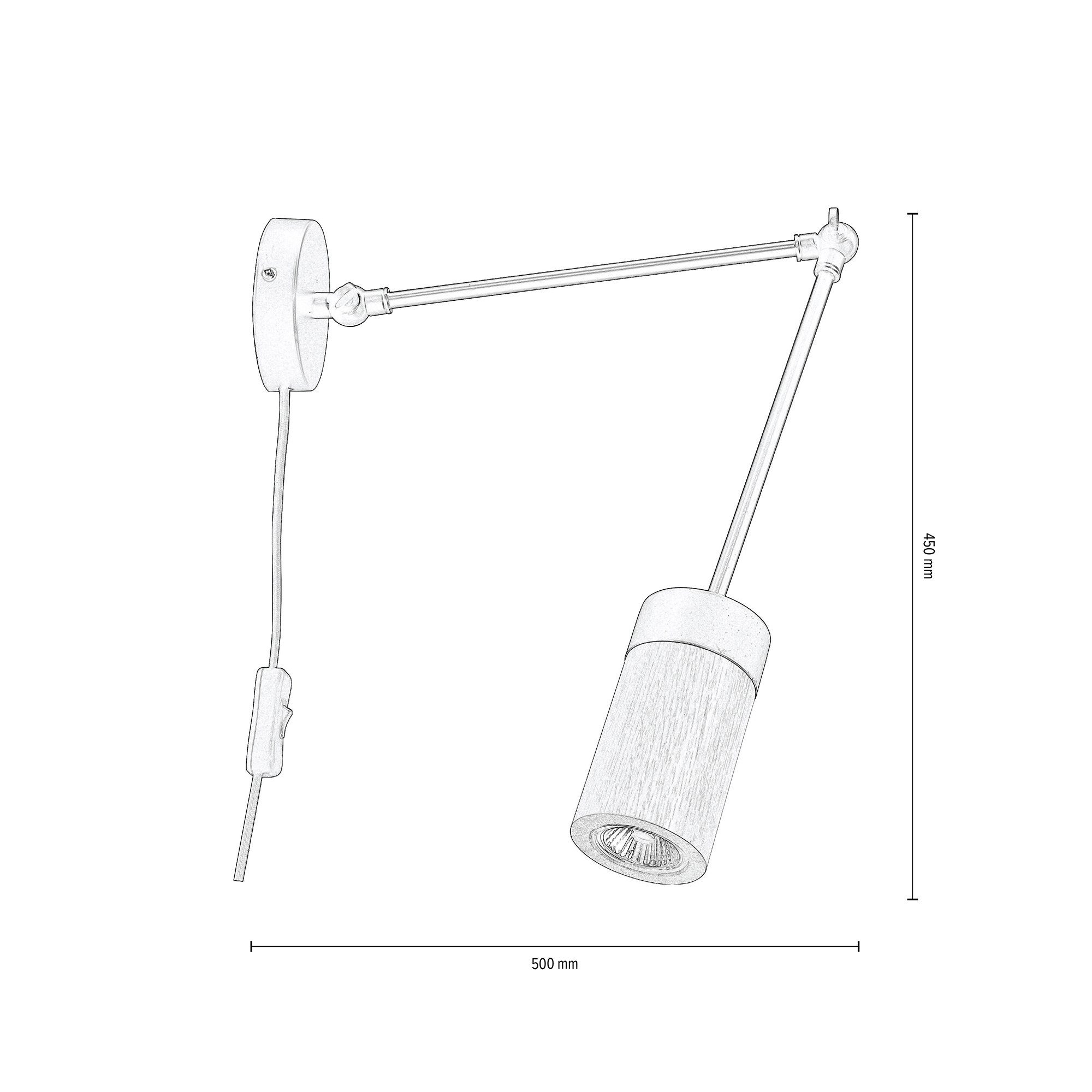 BRITOP LIGHTING LED-Leuchtmittel inkl., Wandleuchte und Eichenholz Arm, Mit edles ANNICK, Warmweiß, flexiblem LED wechselbar, Metall