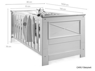 Moebel-Eins Babybett, Lattenrost höhenverstellbar