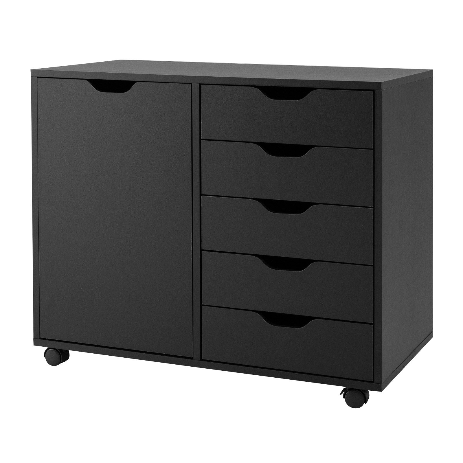 COSTWAY Rollcontainer, Aktenschrank mit 5 Schubladen, auf Rollen, 79x39x65c günstig online kaufen