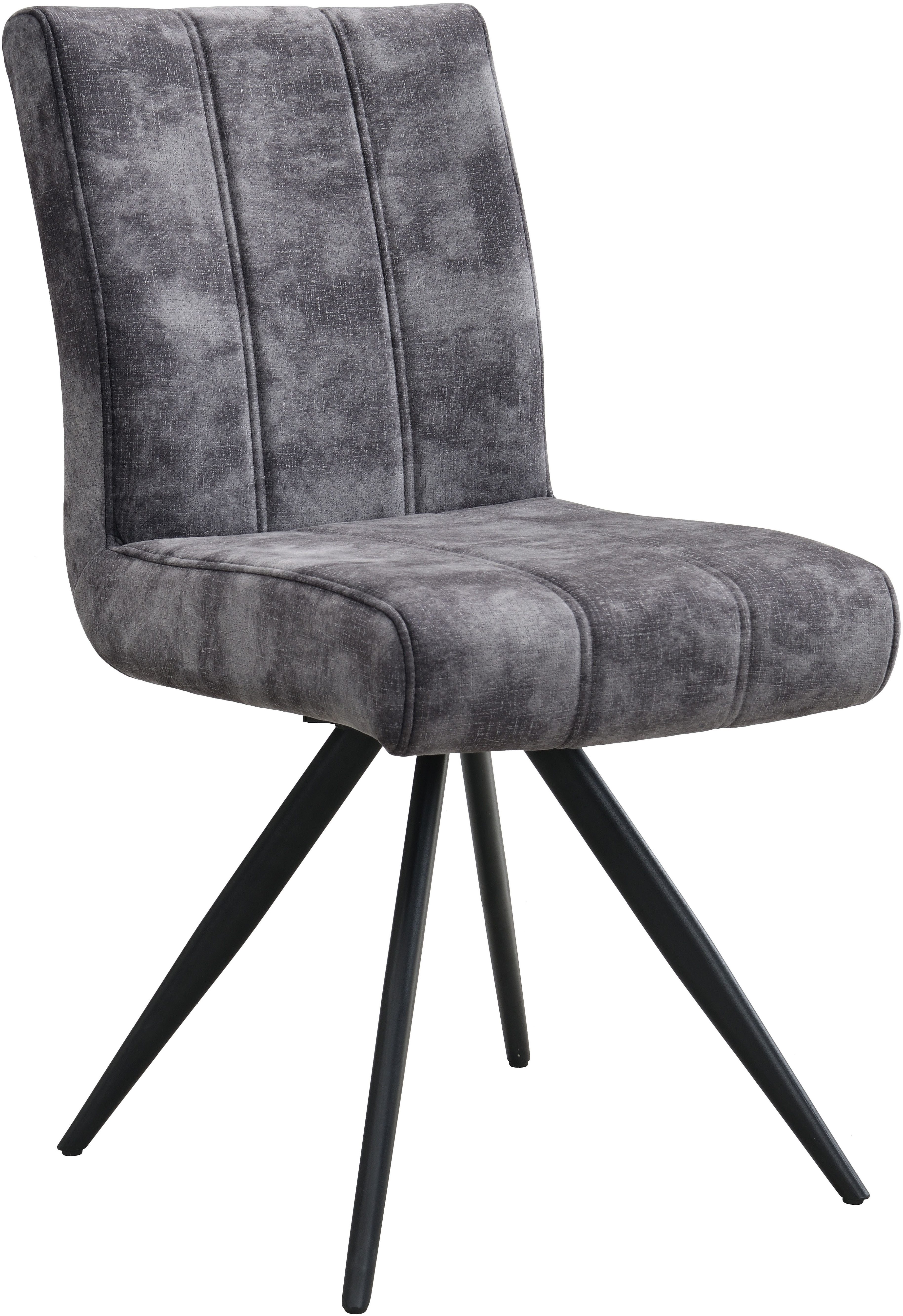 HELA Drehstuhl PORTO (Set, 4 St), 4-Fuß, 360° drehbar, Federkorb, Vintage Velvet Optik, mit Griff