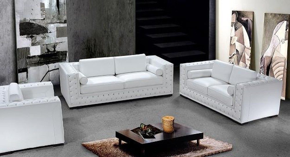 JVmoebel Chesterfield-Sofa Moderne weiße Chesterfield Sofagarnitur im stilvollen Design, Made in Europa