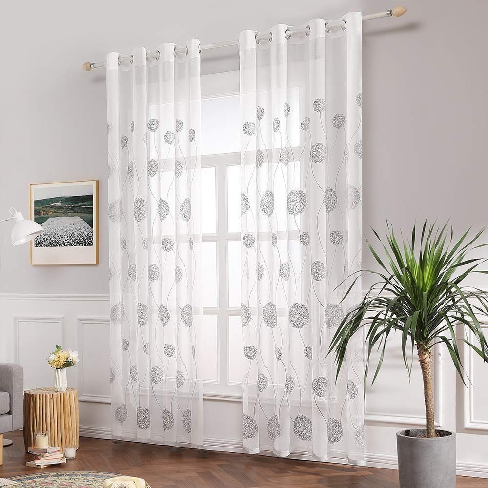 BYSURE Vorhang Gardinen mit Florales Stickerei (2 St), Ösen, transparent, V günstig online kaufen